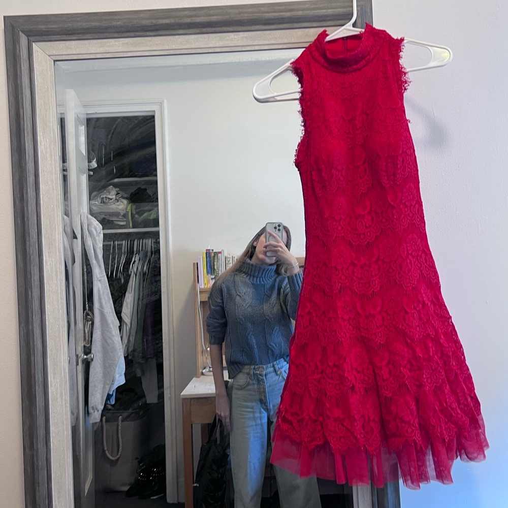 AQUA MIDI RED DRESS